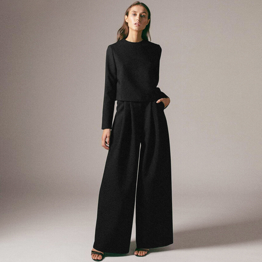 EB | Elegante Damen Zweiteilige Set Mit Weit Geschnittene Hose