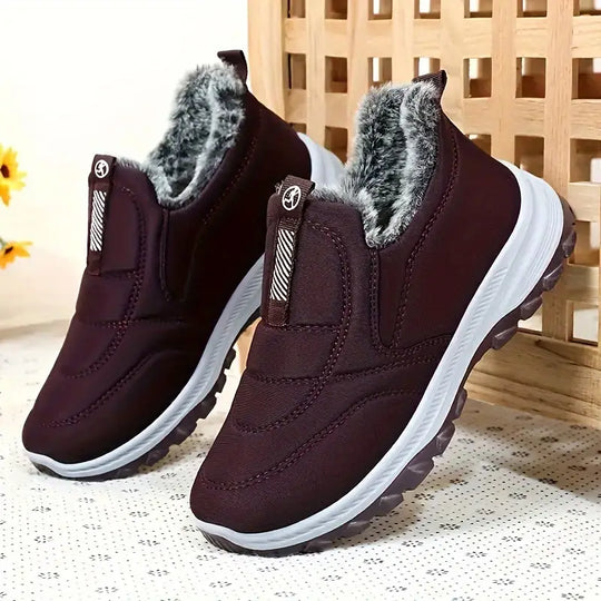 EB | Damen Fleece-Gefütterte Winterstiefel – Dicke Plattform, Rutschfeste Schneeschuhe