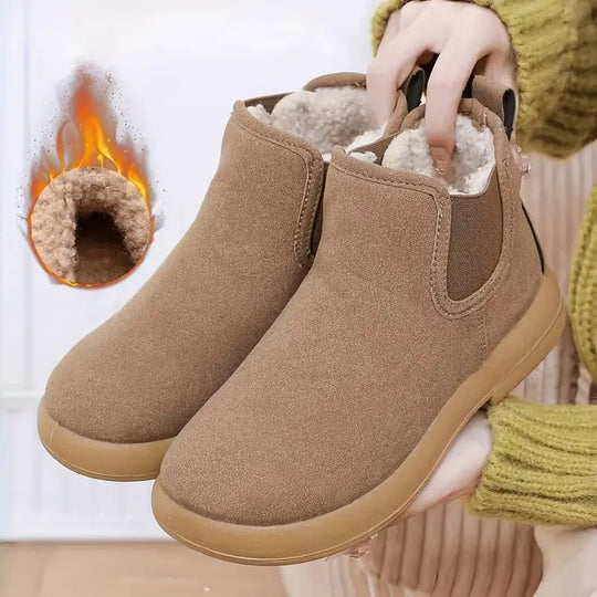 EB | Damen Samtgefütterte Winterstiefel – Stylisch, Rutschfest, Warme Flache Schuhe