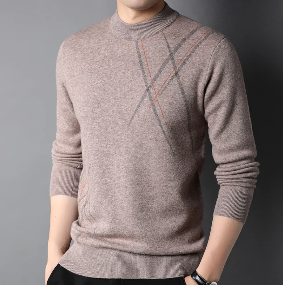 EB | Slim Fit Wollmischung Abstractmuster Rippkanten