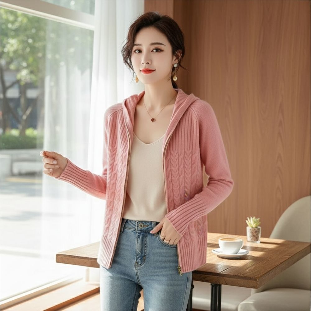 EB | Damen-Cardigan Aus mit Schickem Kordelzug