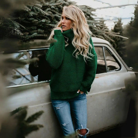 EB | Übergroßer Rollkragenpullover Damen Aus Premium Strick