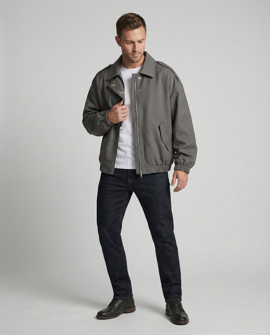 Weit geschnittene Blousonjacke mit verdecktem Reißverschluss Druckknopfmanschetten und elastischem Saum EB
