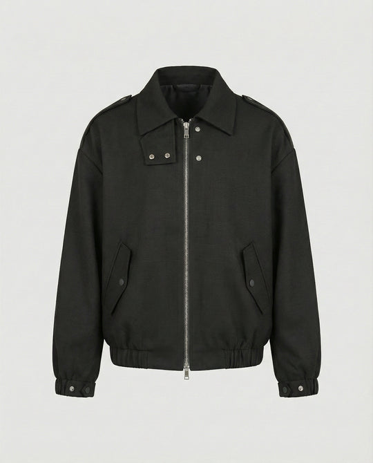 Weit geschnittene Blousonjacke mit verdecktem Reißverschluss Druckknopfmanschetten und elastischem Saum EB