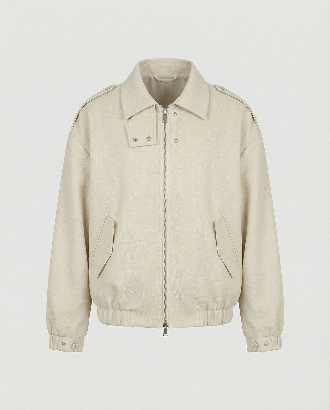 Weit geschnittene Blousonjacke mit verdecktem Reißverschluss Druckknopfmanschetten und elastischem Saum EB