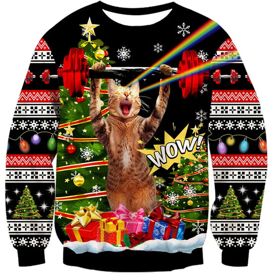 EB | Unisex Sweatshirt - Bequemes 3D Katzen- und Hundedesign für Tierliebhaber