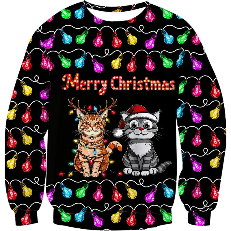EB | Unisex Sweatshirt - Bequemes 3D Katzen- und Hundedesign für Tierliebhaber