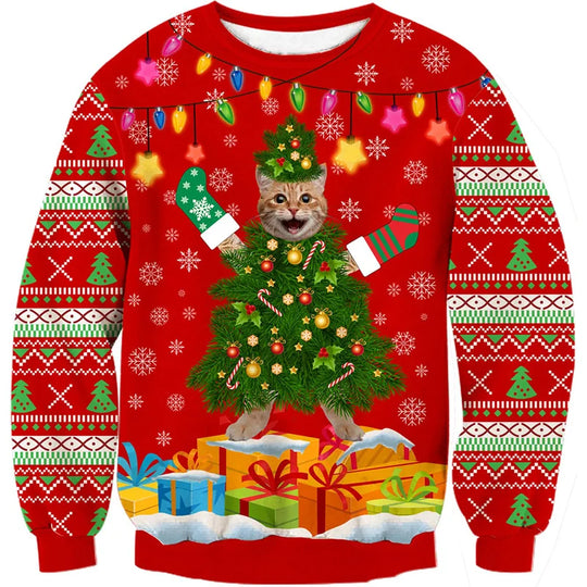 EB | Unisex Sweatshirt - Bequemes 3D Katzen- und Hundedesign für Tierliebhaber