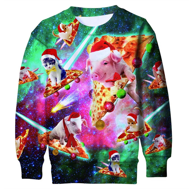 EB | Unisex Sweatshirt - Bequemes 3D Katzen- und Hundedesign für Tierliebhaber