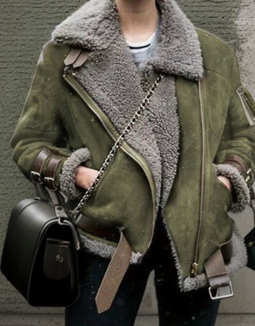 EB | Modische Jacke mit Lederbefestigungen für Frauen