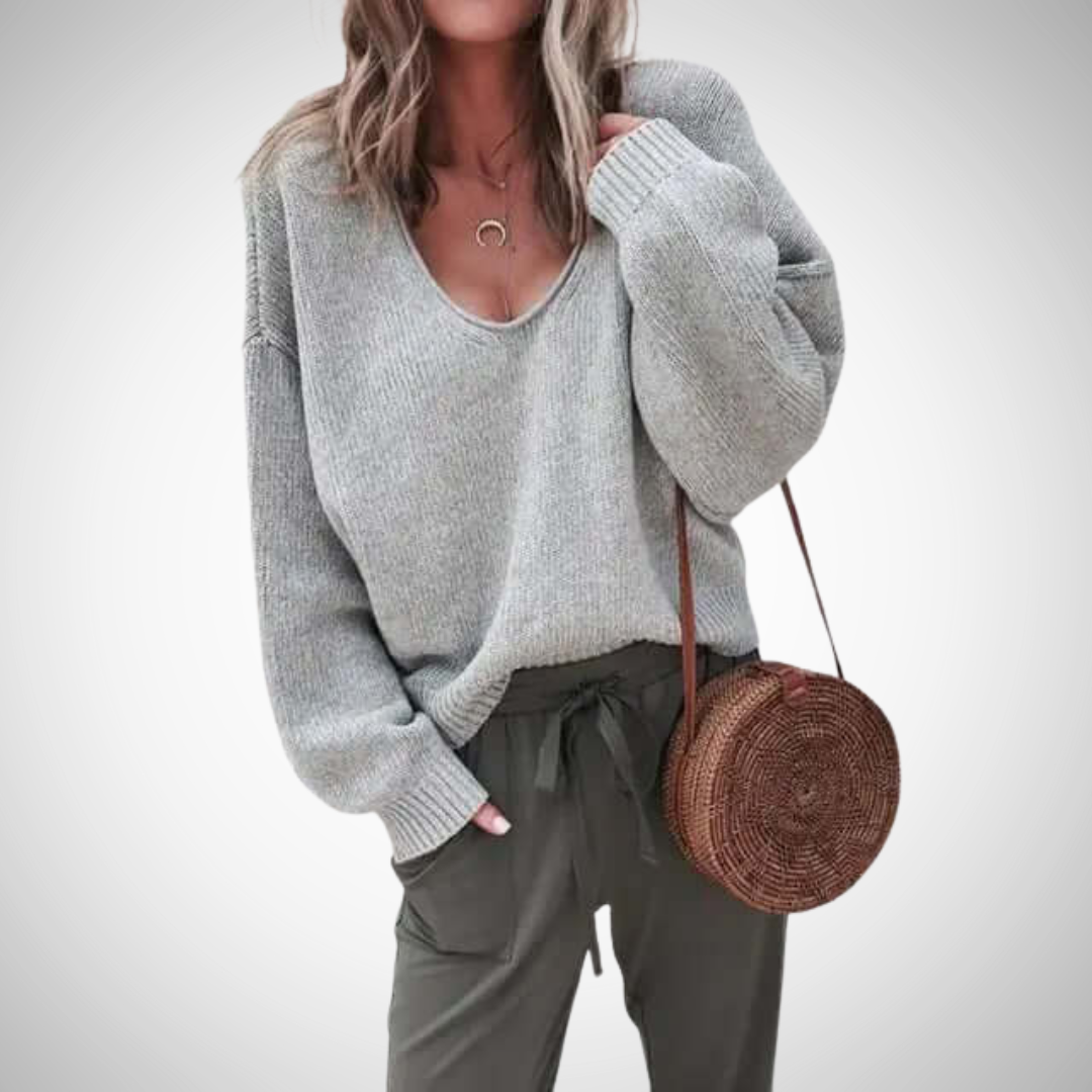 EB | Locker Strick V-Ausschnitt Pullover