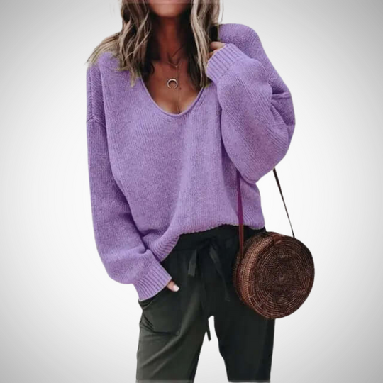 EB | Locker Strick V-Ausschnitt Pullover