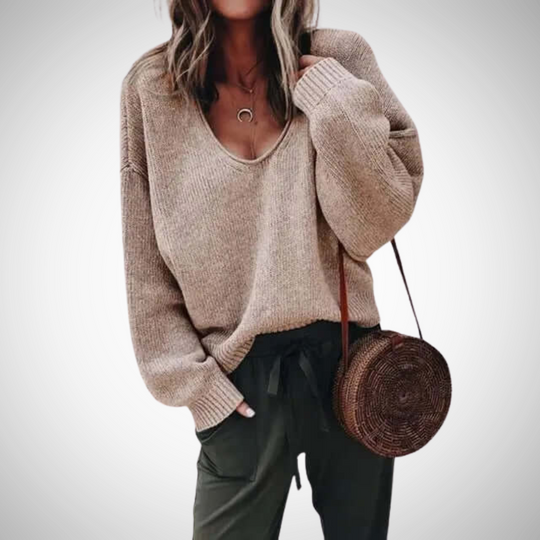 EB | Locker Strick V-Ausschnitt Pullover