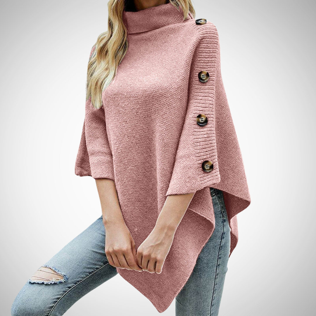 EB | Knopf Detail Strick Poncho