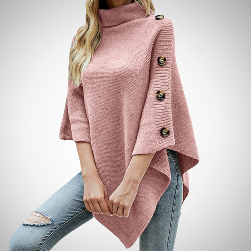 EB | Knopf Detail Strick Poncho