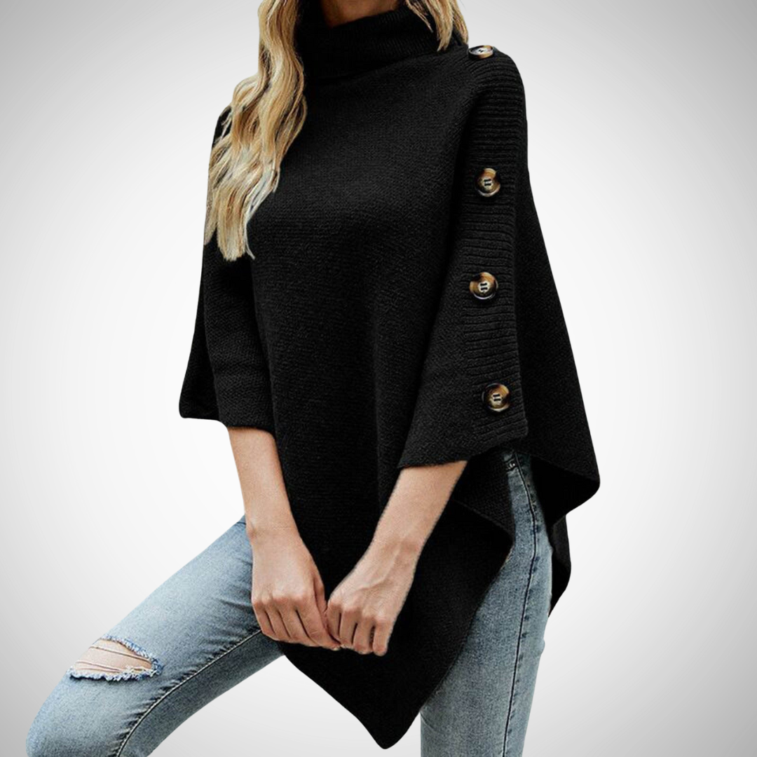 EB | Knopf Detail Strick Poncho
