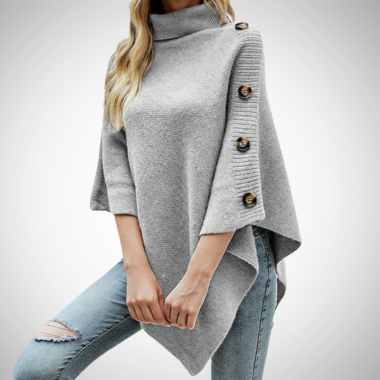 EB | Knopf Detail Strick Poncho