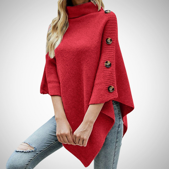EB | Knopf Detail Strick Poncho