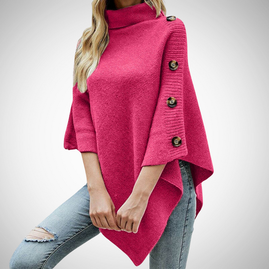 EB | Knopf Detail Strick Poncho