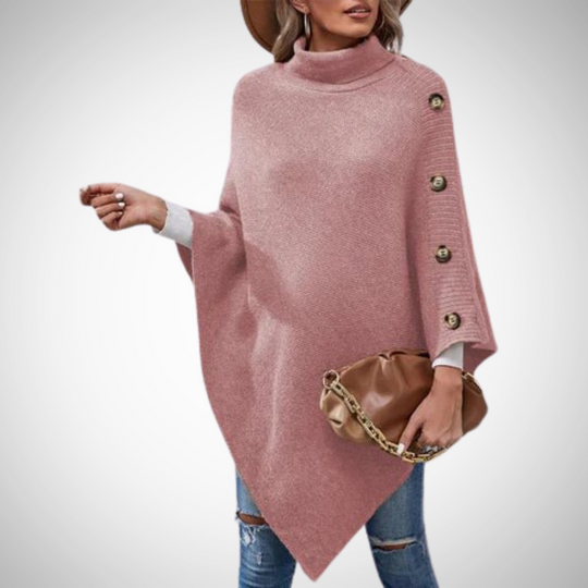 EB | Knopf Detail Strick Poncho