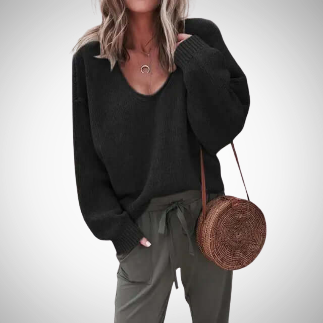 EB | Locker Strick V-Ausschnitt Pullover
