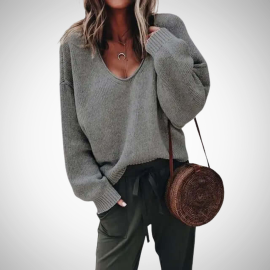 EB | Locker Strick V-Ausschnitt Pullover