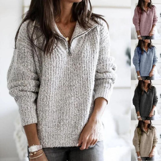 EB | Halber Reißverschluss Strickwinterpullover