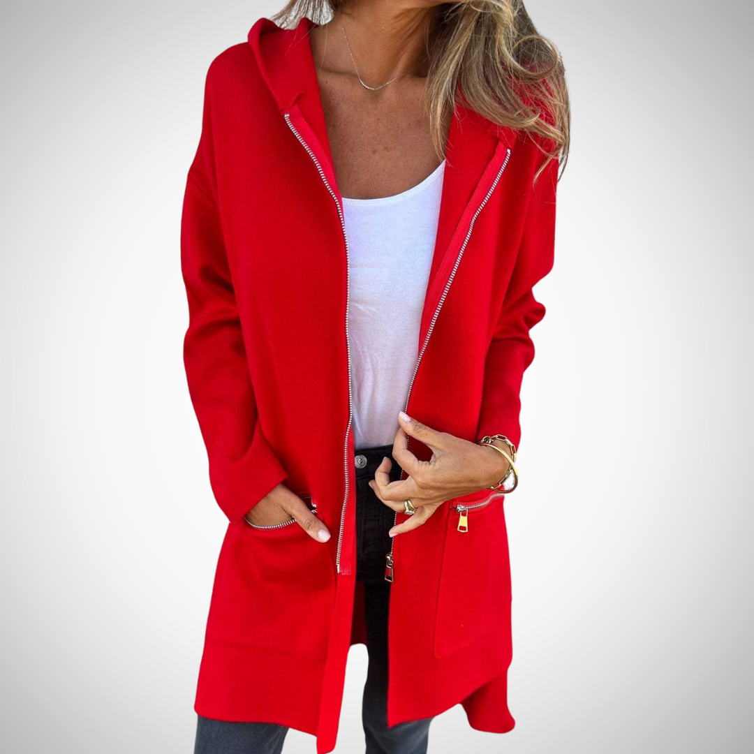 EB | Langer Kapuzen Strickjacke