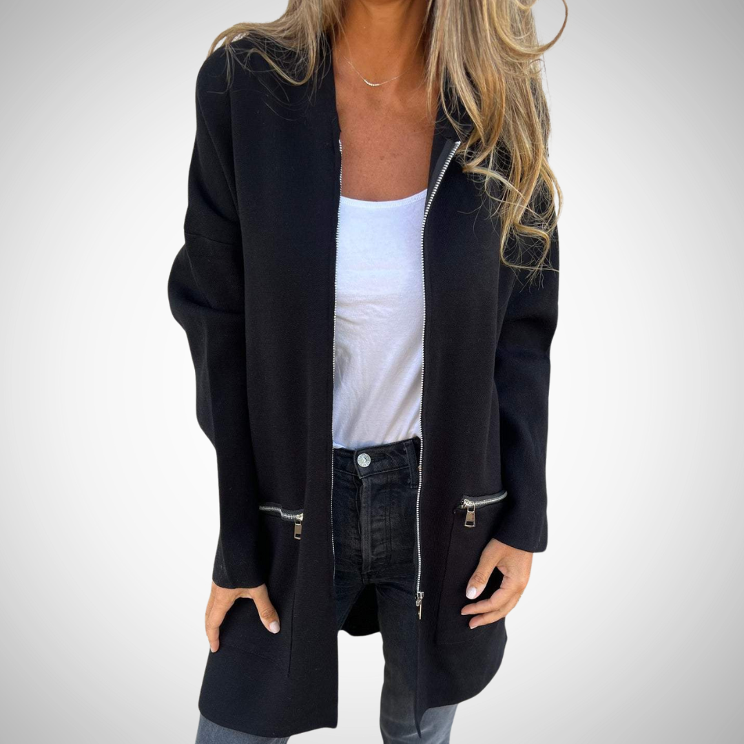 EB | Langer Kapuzen Strickjacke