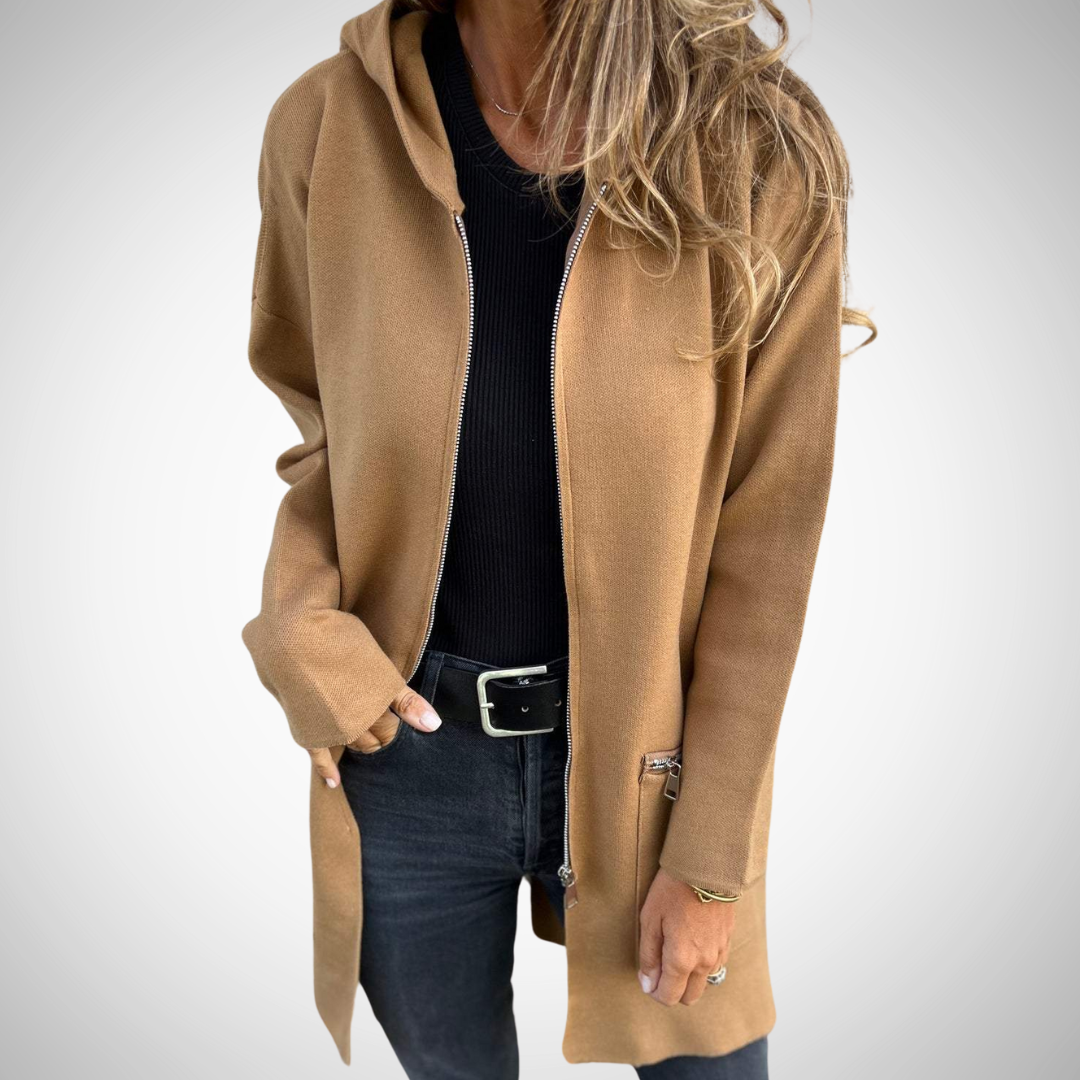 EB | Langer Kapuzen Strickjacke