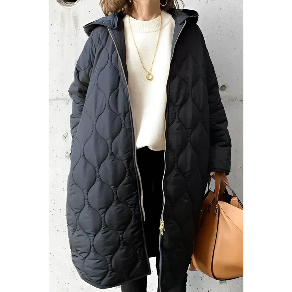 EB | Gepolsterte Jacke - Oversized Passform - Lange Länge - Mit Kapuze und Reißverschluss
