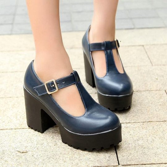 T-Strap Chunky Platform Heels – Jane EB