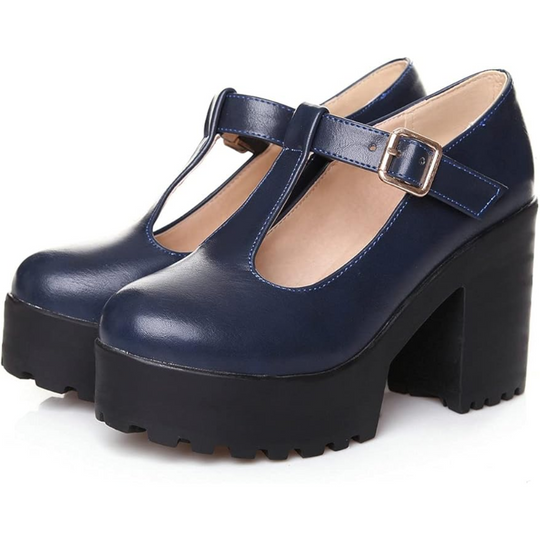 T-Strap Chunky Platform Heels – Jane EB
