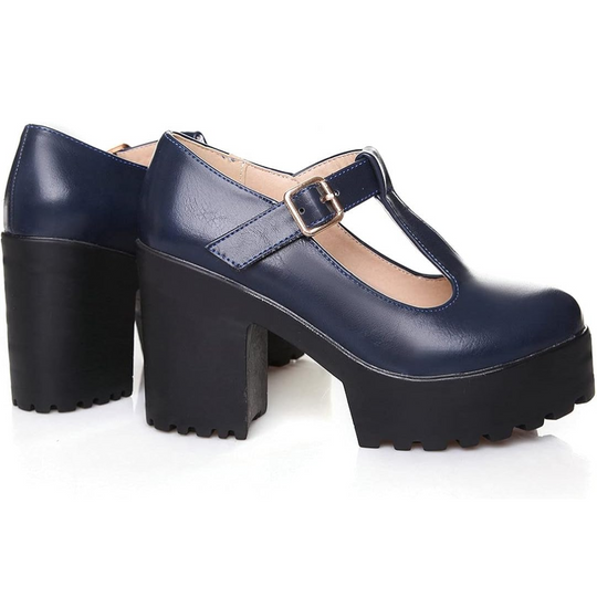 T-Strap Chunky Platform Heels – Jane EB