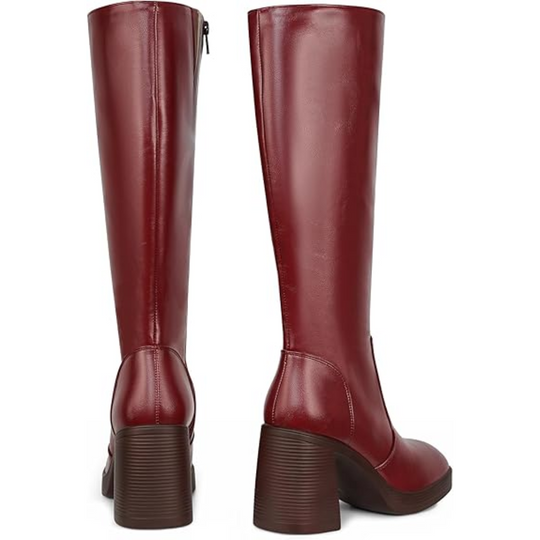 Leder-Plateau-Stiefel mit Blockabsatz - Ursula EB