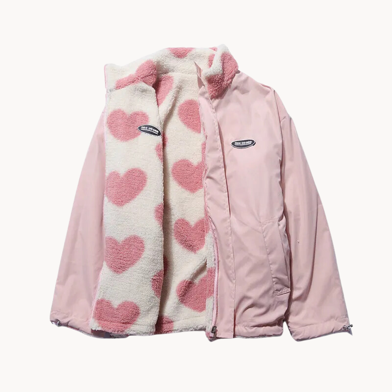EB | Romantische Damenjacke mit Doppelseitigem Herzdesign