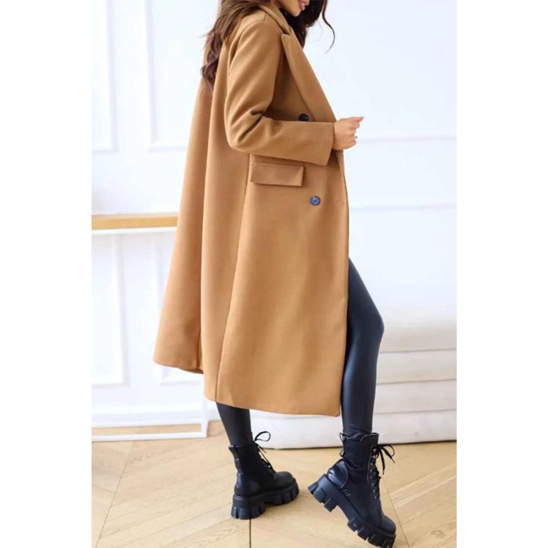 EB | Langmantel Oversized Fit Wollqualität Doppelt Geknöpft Klassische Details