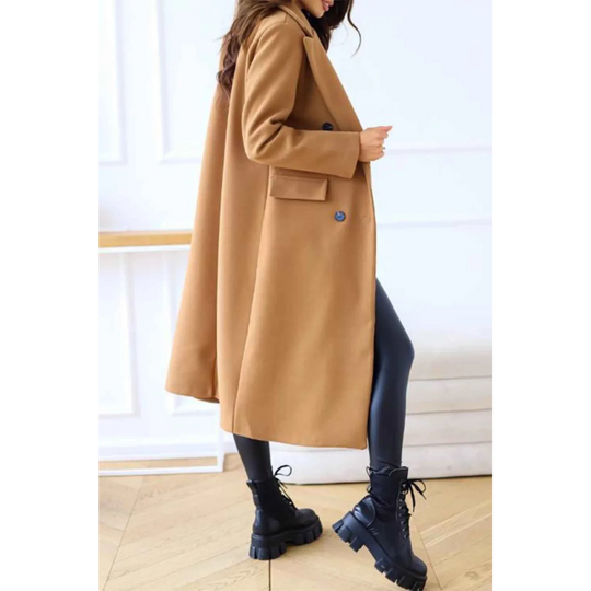 EB | Langmantel Oversized Fit Wollqualität Doppelt Geknöpft Klassische Details