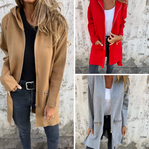 EB | Langer Kapuzen Strickjacke