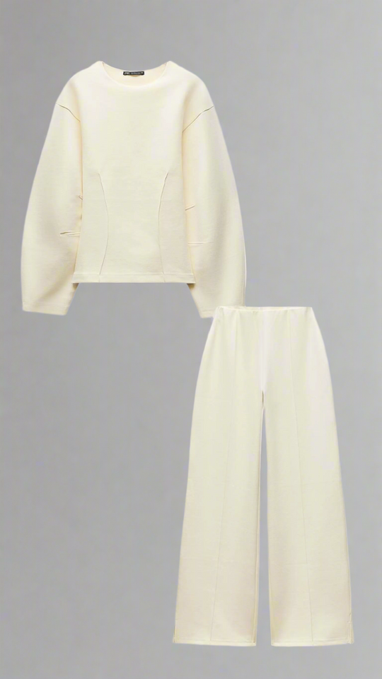 EB | Bequemes Damen Pullover Satz mit Weiten Hosen