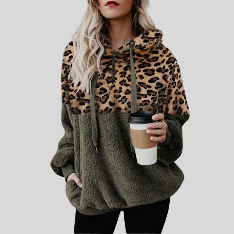 EB | Hoodie - Oversized Fit - Plüsch & Leopardenmuster - Weich & Bequem