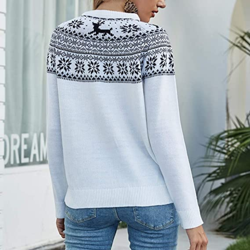 EB | Strickpullover Fair Isle Muster Weich und Warm Rundhalsausschnitt Lange Ärmel
