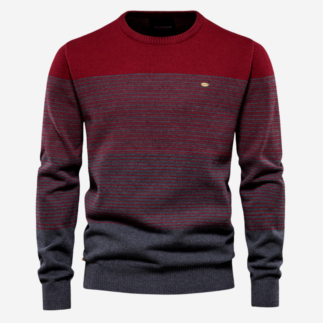 EB | Strickpullover mit Kontraststreifen Baumwollmischung Komfort und Stil
