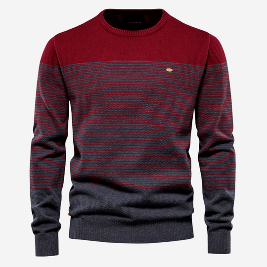EB | Strickpullover mit Kontraststreifen Baumwollmischung Komfort und Stil