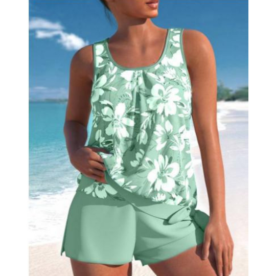 EB | Damen Blumenmuster Zweiteiliges Badeanzug Set Bright