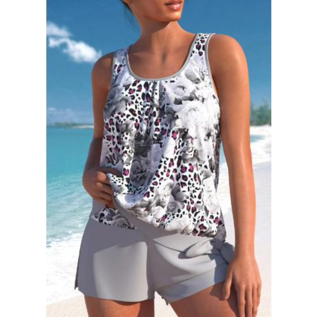 EB | Damen Blumenmuster Zweiteiliges Badeanzug Set Bright