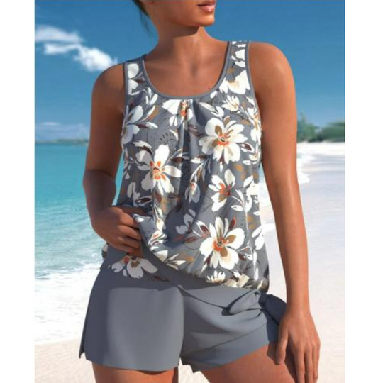 EB | Damen Blumenmuster Zweiteiliges Badeanzug Set Bright