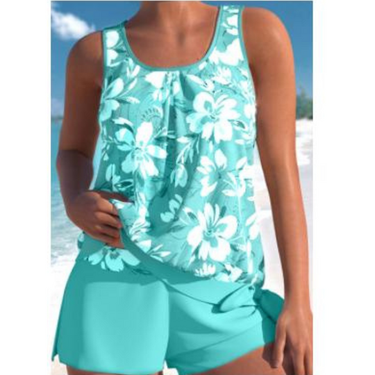 EB | Damen Blumenmuster Zweiteiliges Badeanzug Set Bright