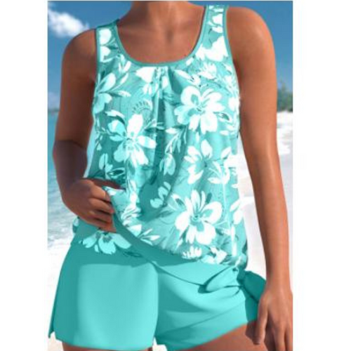 EB | Damen Blumenmuster Zweiteiliges Badeanzug Set Bright