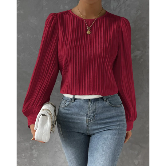 EB | Bluse mit Strukturstrick Lange Ärmel Elegantes und Feminines Design